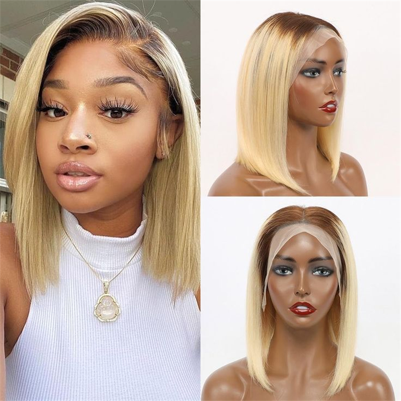 13x4 Straight Hair Colored BOB Lace Front Wig - 图片 5